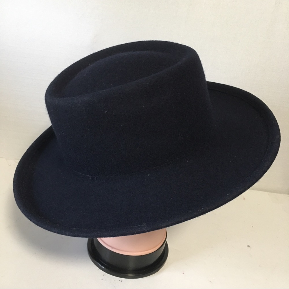 Something Special 100% WOOL Fedora Hat Navy Blue EUC